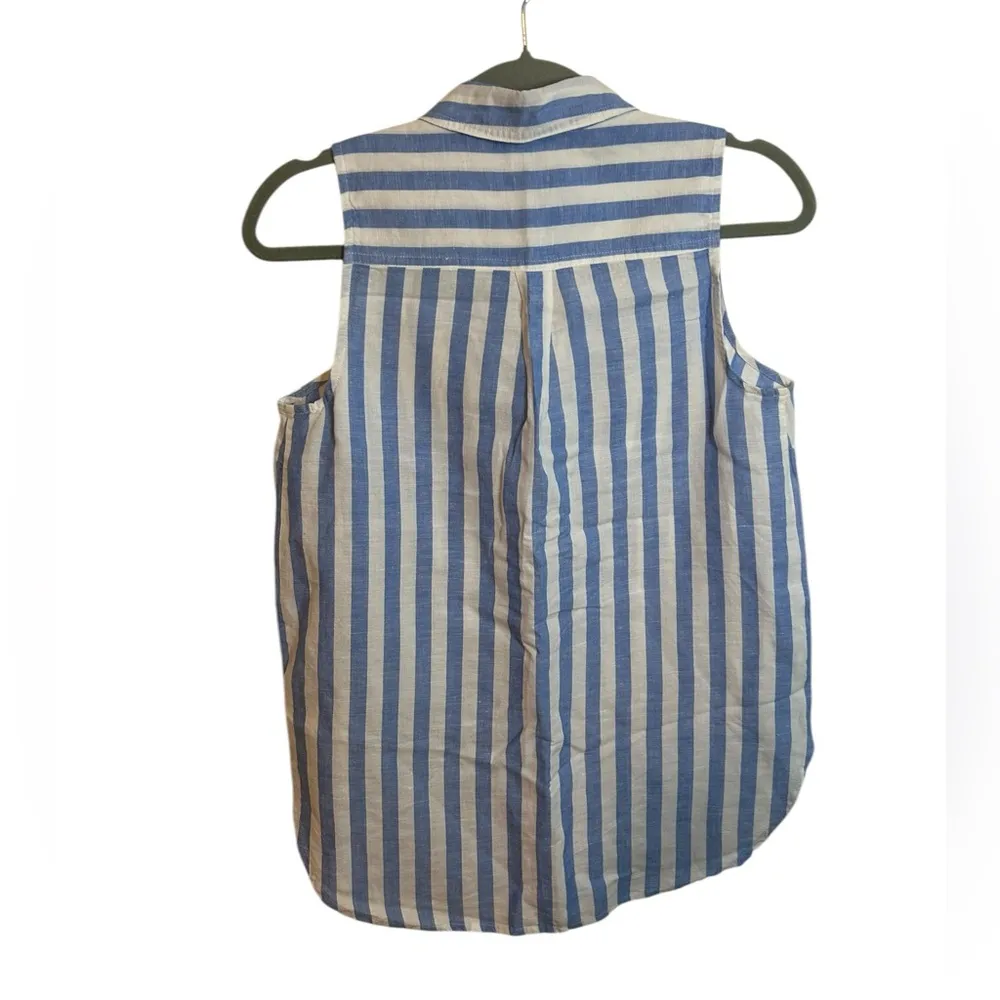 J.Crew Baby Blue Striped Linen Popover Tunic Top - Image 2