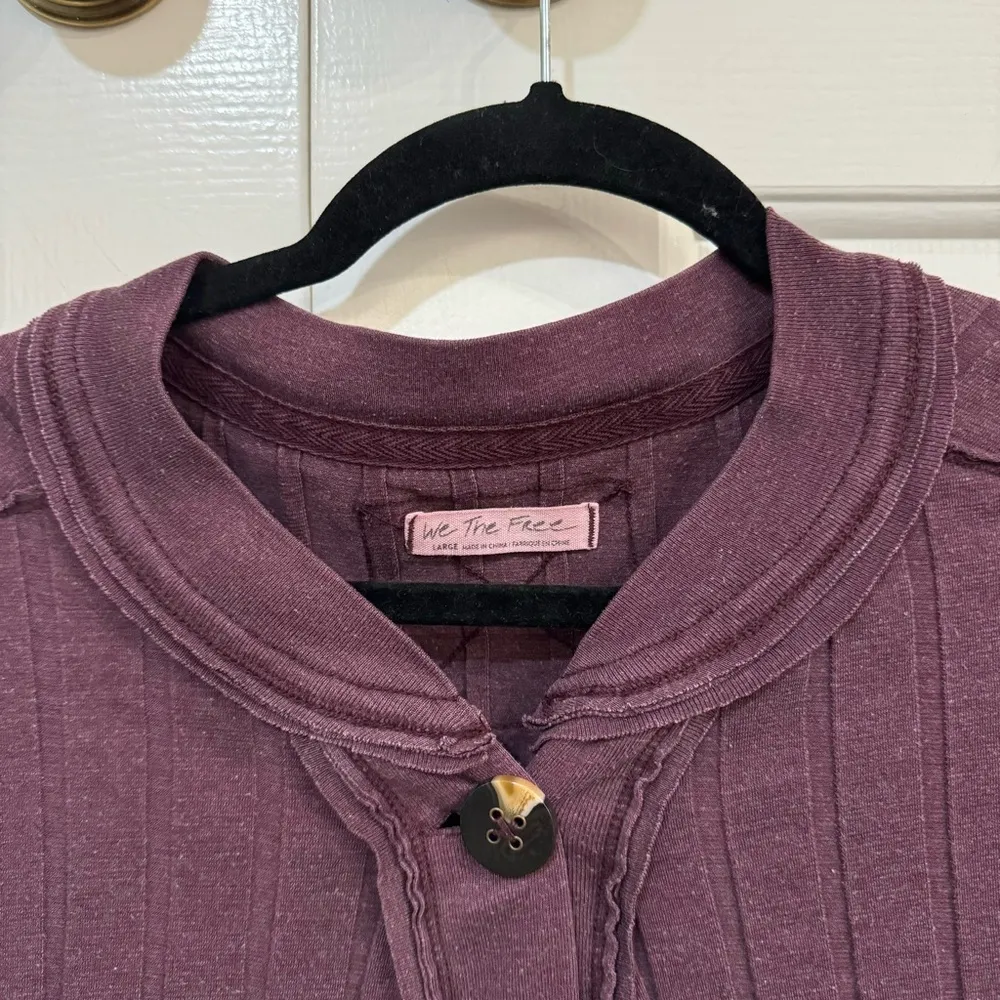 Free People In the Mix Ribbed Long Sleeve Burgundy Size L - Image 4