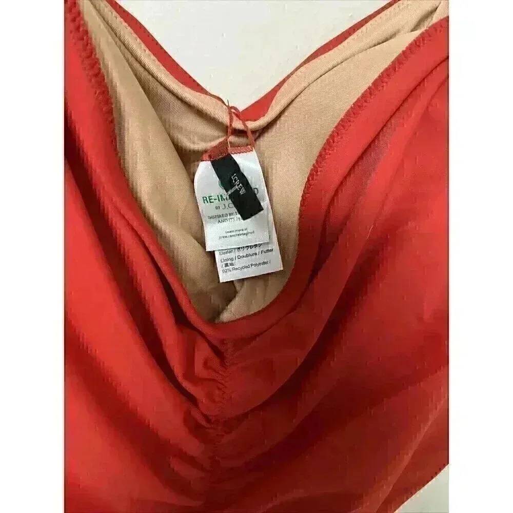 J Crew Red Ruched sweetheart one-piece Removable Straps & Padding Size 24 - Image 3