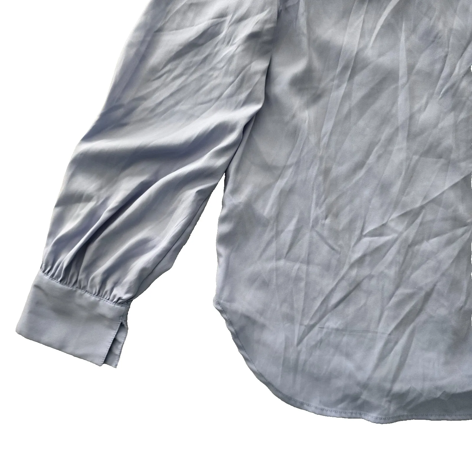 Blue Pleated Whimsy Tunic Feminine Silky Cottage Preppy Tahari Blouse Top Medium - Image 9