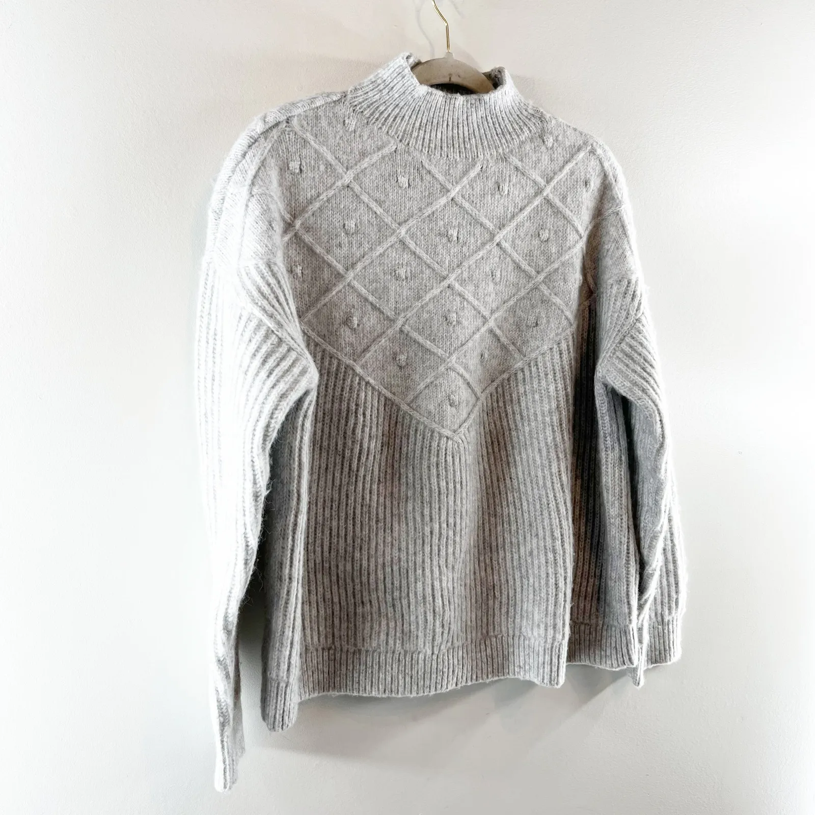 Calvin Klein Mockneck Long Sleeve Popcorn Pullover Sweater Gray Medium - Image 6