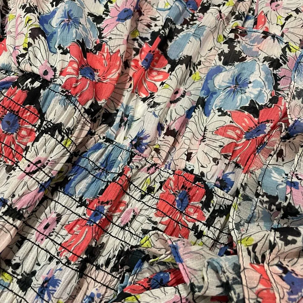 Veronica Beard Cici Smocked Mini Dress - Watercolor Floral - 16 - Image 7