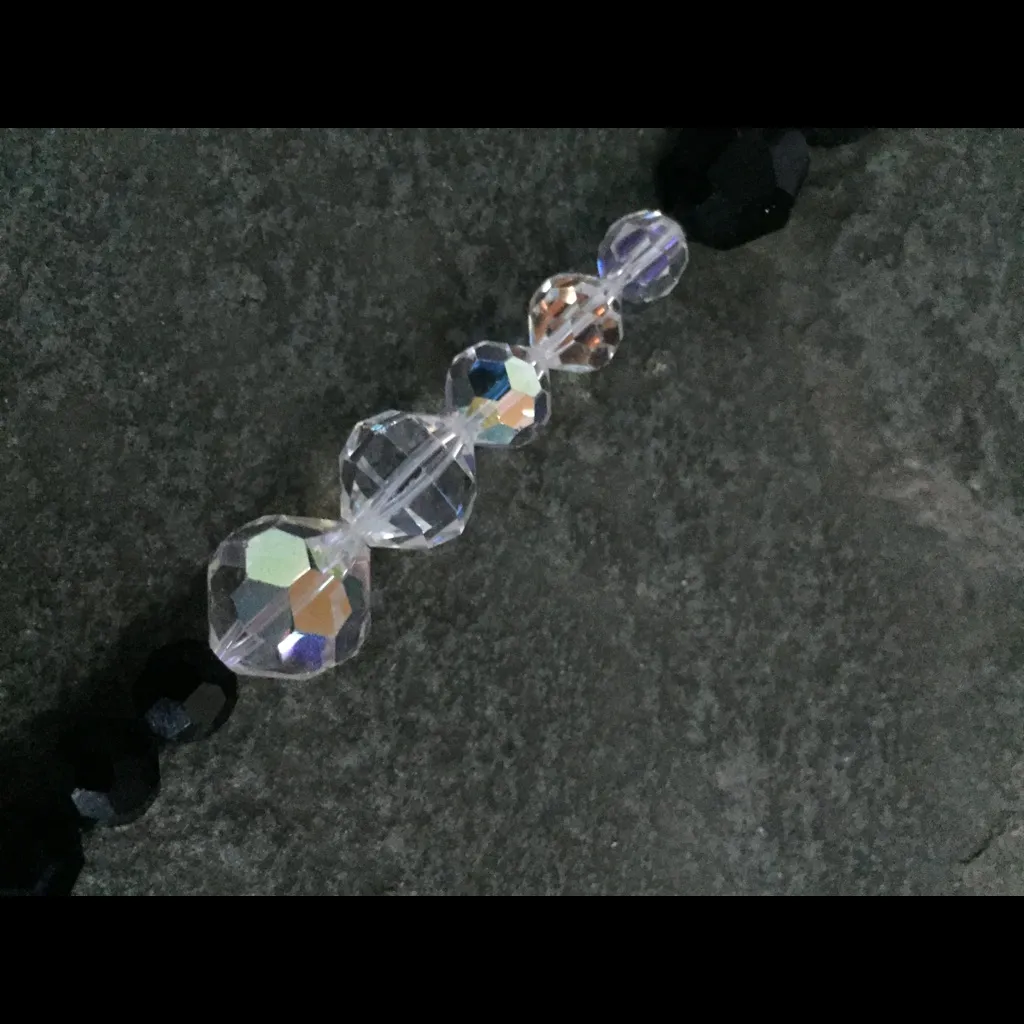 Black and crystal spaced faceted bead necklace 30” long - Image 4