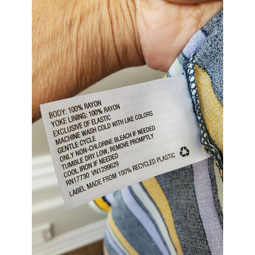 Xhilaration Women Multicolor Stripe 100% Rayon Button Front Knee Length Dress XS - Image 12