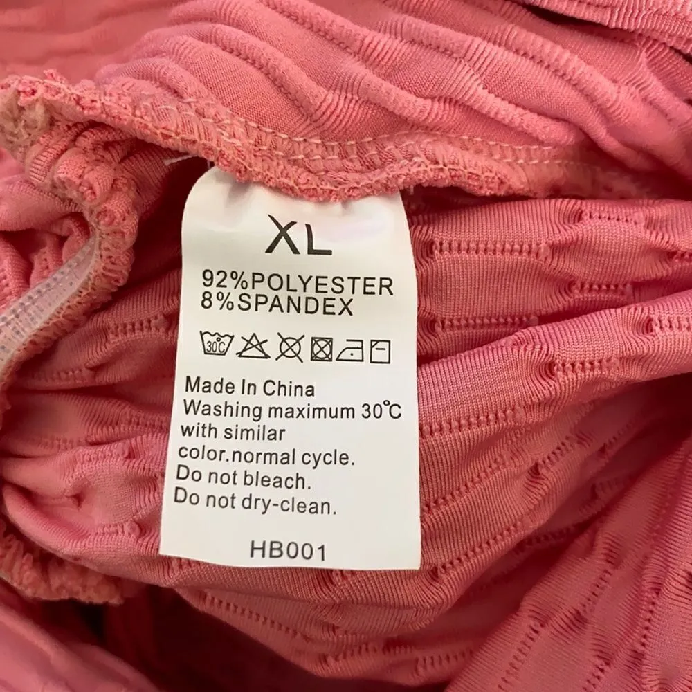 Women’s Leggings/High Waisted Yoga Pants Textured Pink w/pocket Size XL NEW - Image 7