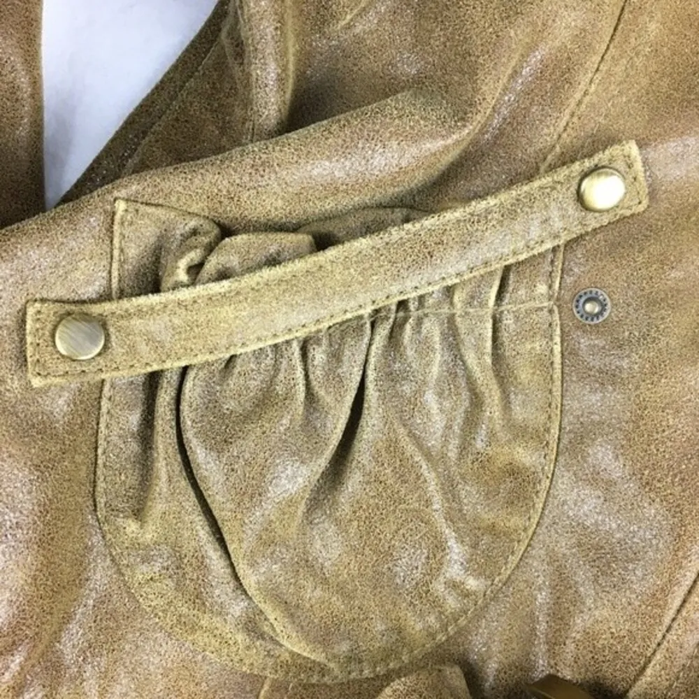 David Meister Brown 100% Leather Long Sleeve Zip Jacket 10 - Image 4