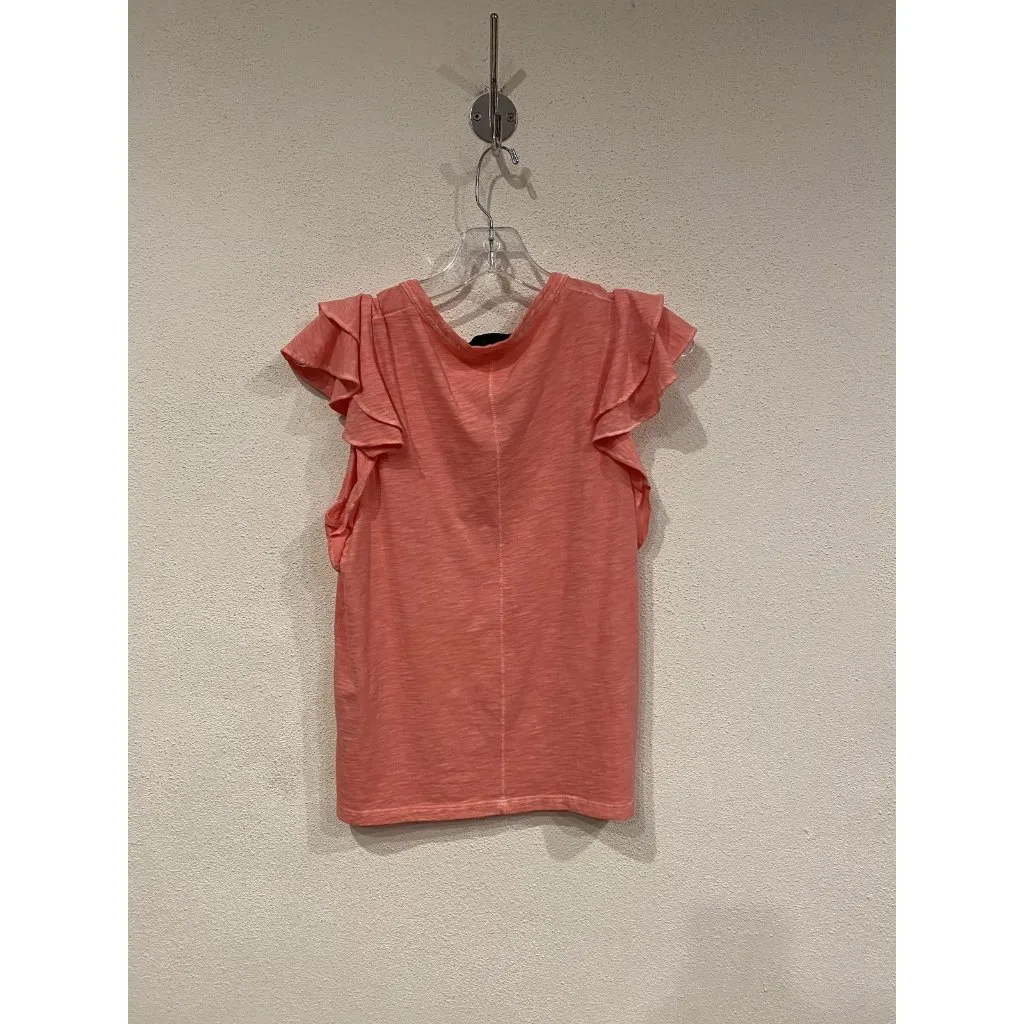 Veronica Beard Bea Shirt Womens XS Pink Flutter Sleeve Ruffle Jersey Tee Top - Image 4