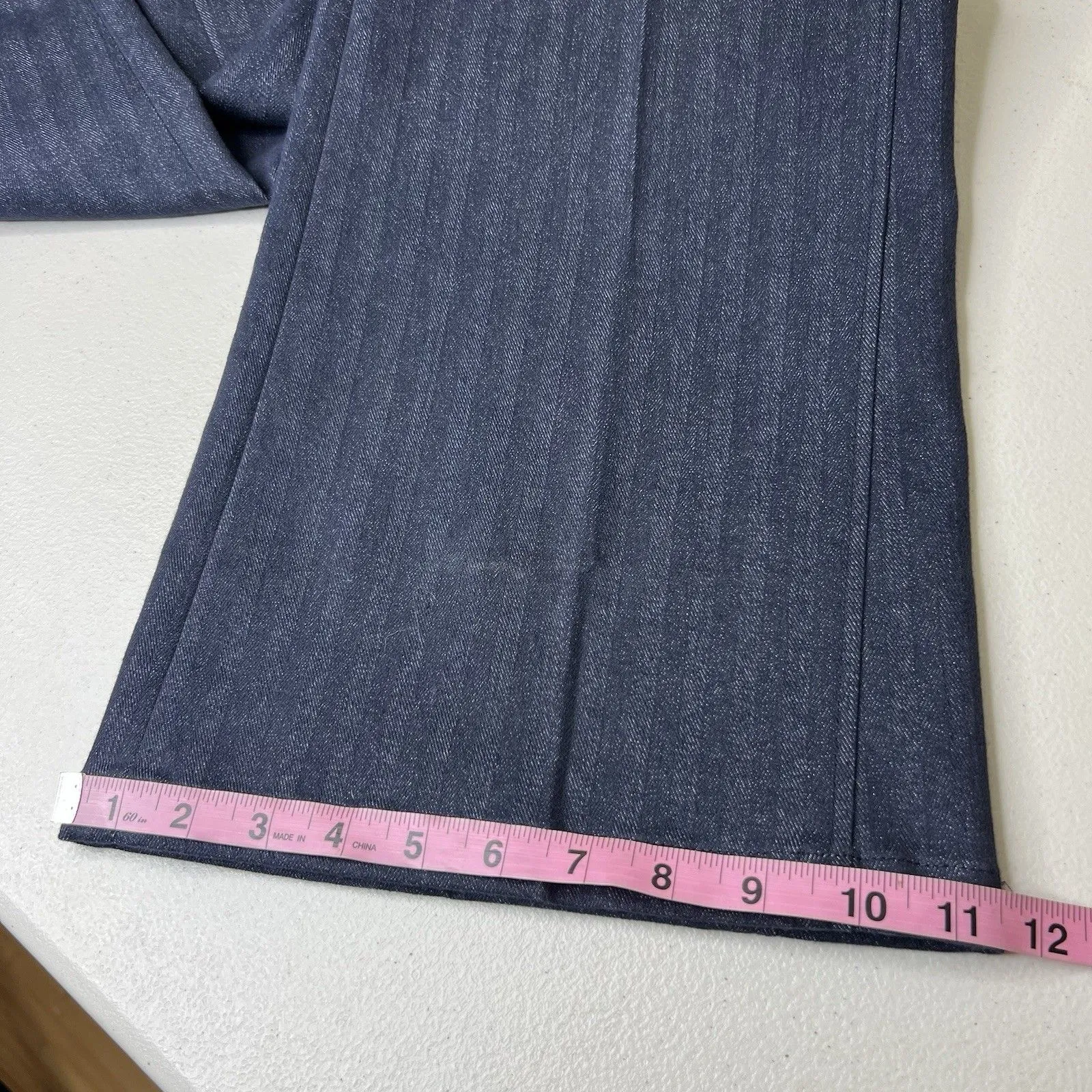 Etcetera Flare Jeans Womens 10 Pinstripe Side Buckle Stretch Pleat Y2k Retro 34” - Image 11