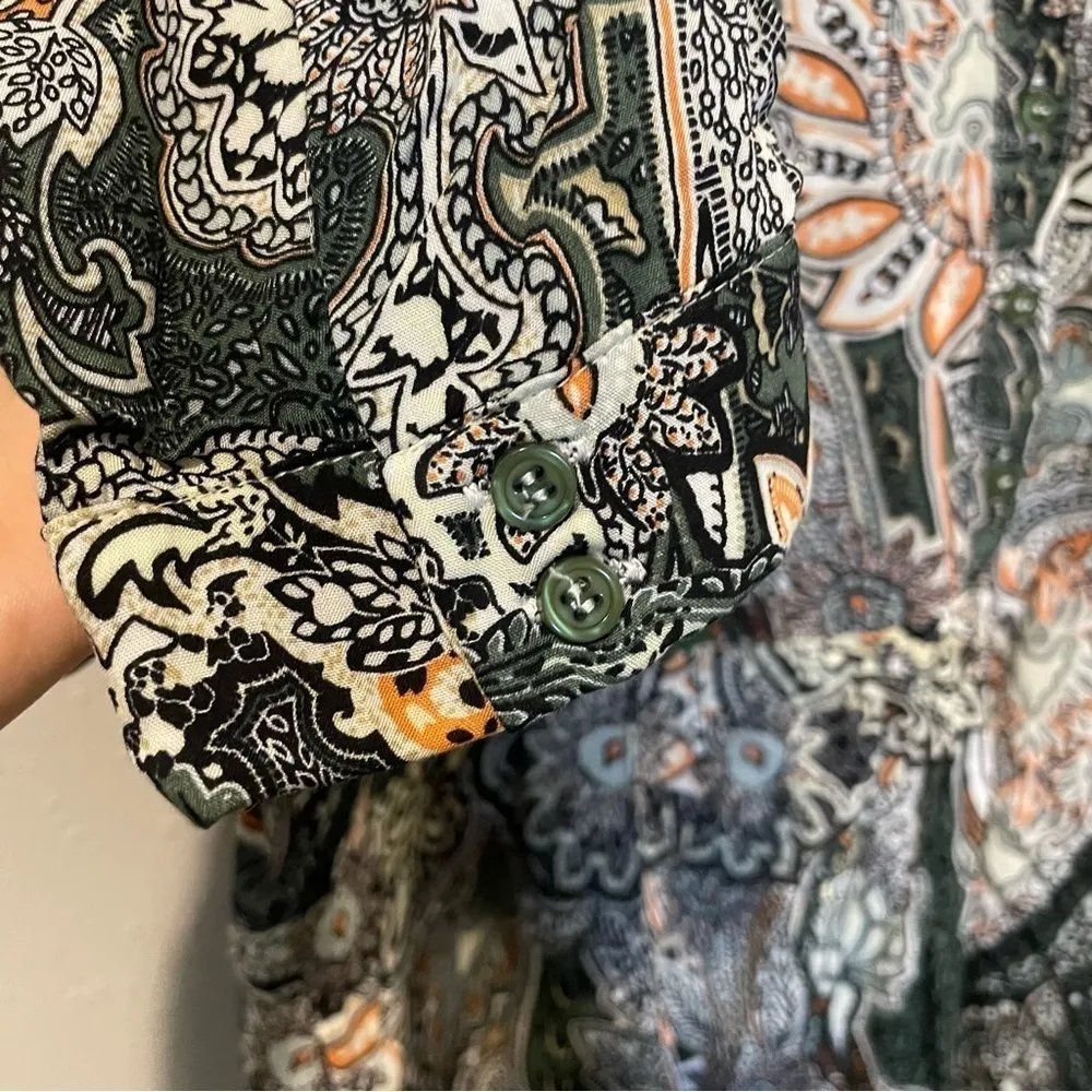 Umgee Green Paisley Floral Drop Waist Dress - Image 5