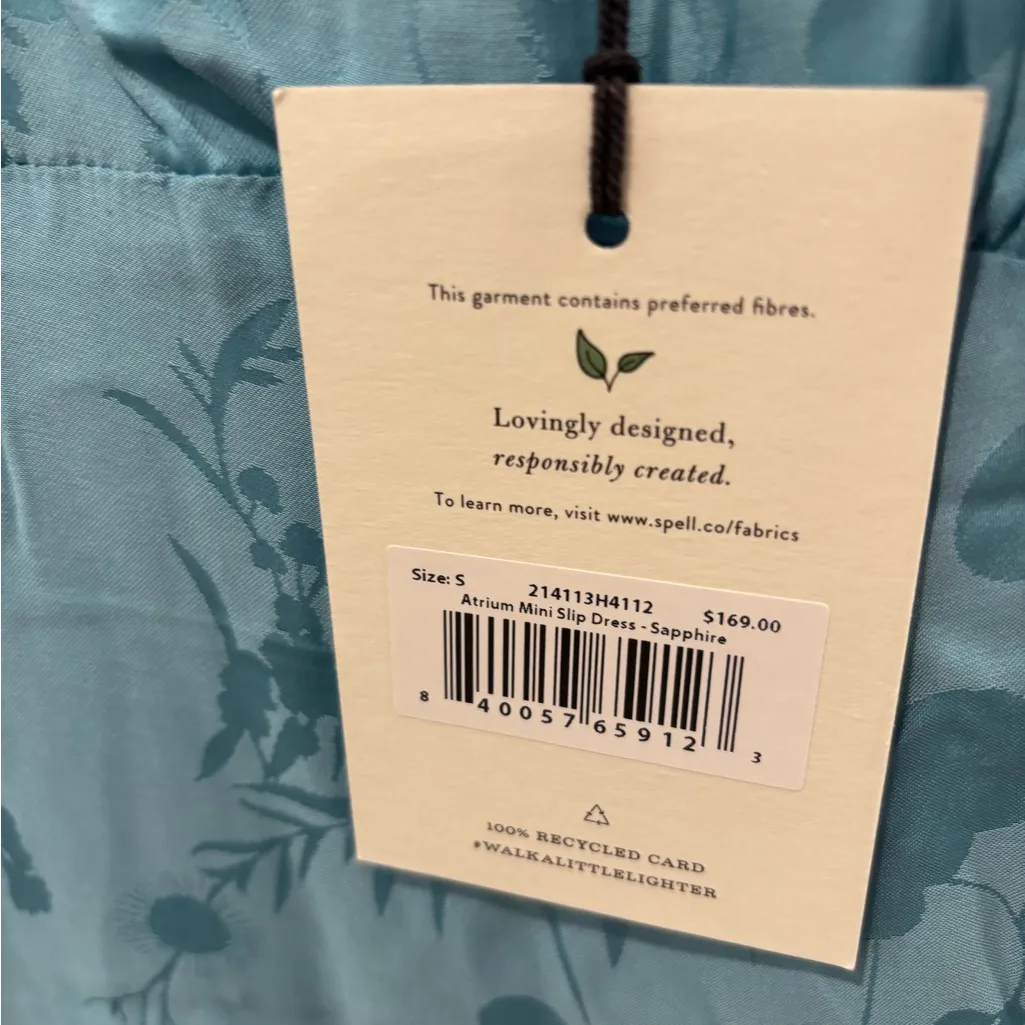 Spell Light Blue‎ Satin Chemise size Small NWT Blue - Image 11