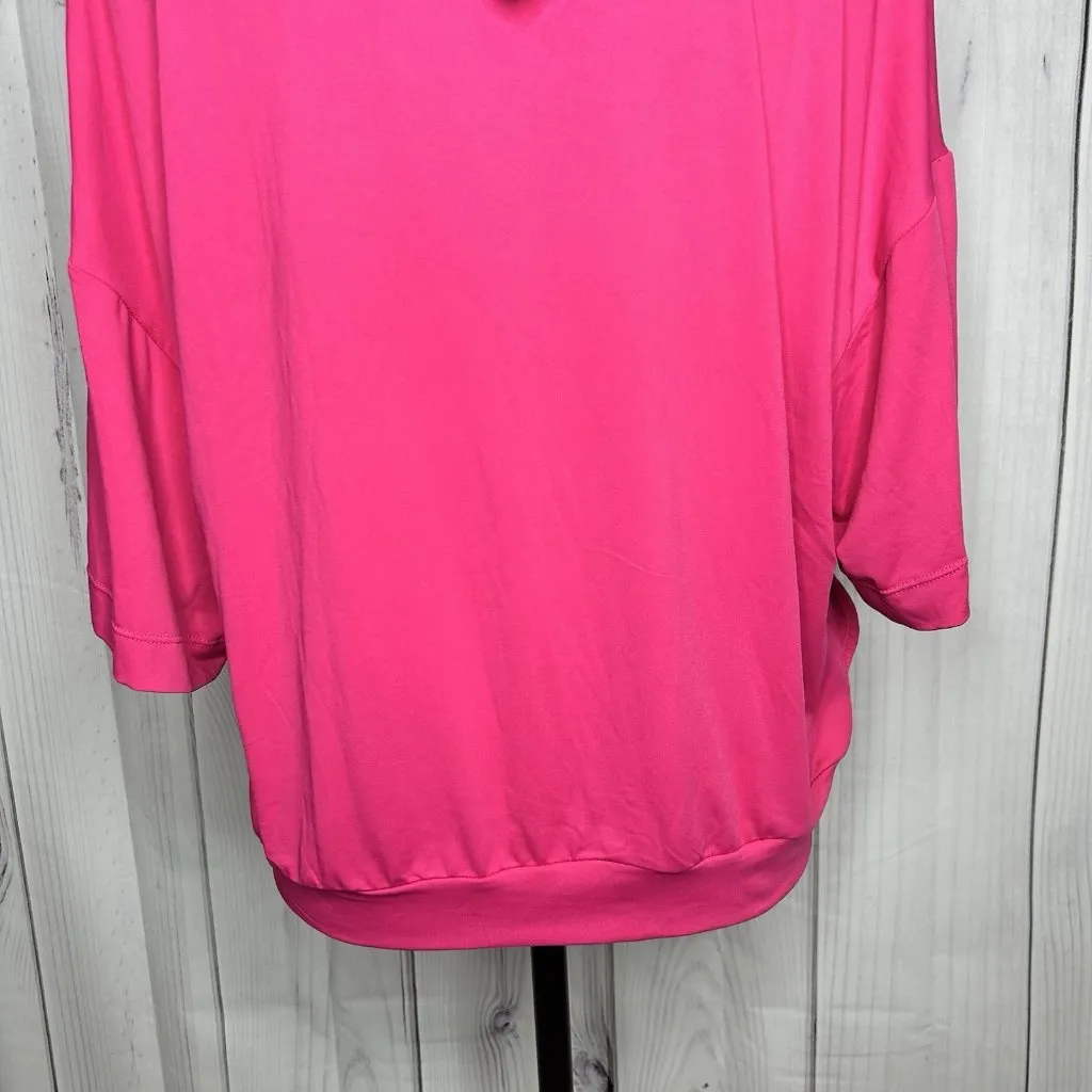 Kyodan Womens Sz L Short Sleeve Hot Pink Hooded Athletic Top Drawstring - Image 9