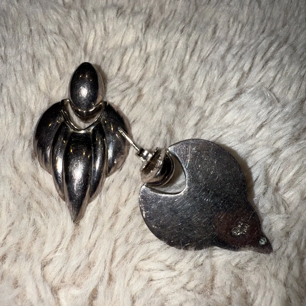 VTG‎ Sterling Silver 925 Thailand Dangle Door Knocker Earrings - Image 6