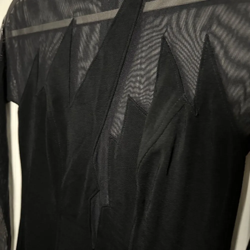 Tadashi Shoji Vintage Maxi Dress Illusion Mesh Long Sleeve Black 90's Size XS - Image 4