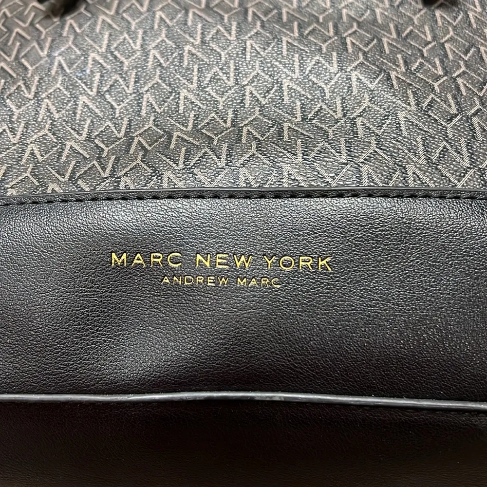 Marc New York Andrew Marc Black/ Gray Monogrammed Tote Bag VGUC - Image 2