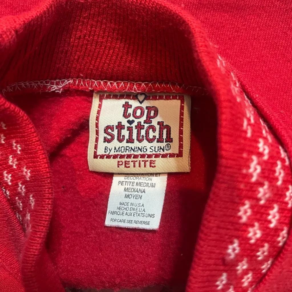 Vintage Morning Sun red birds Christmas lights holiday sweatshirt Medium Petite - Image 4