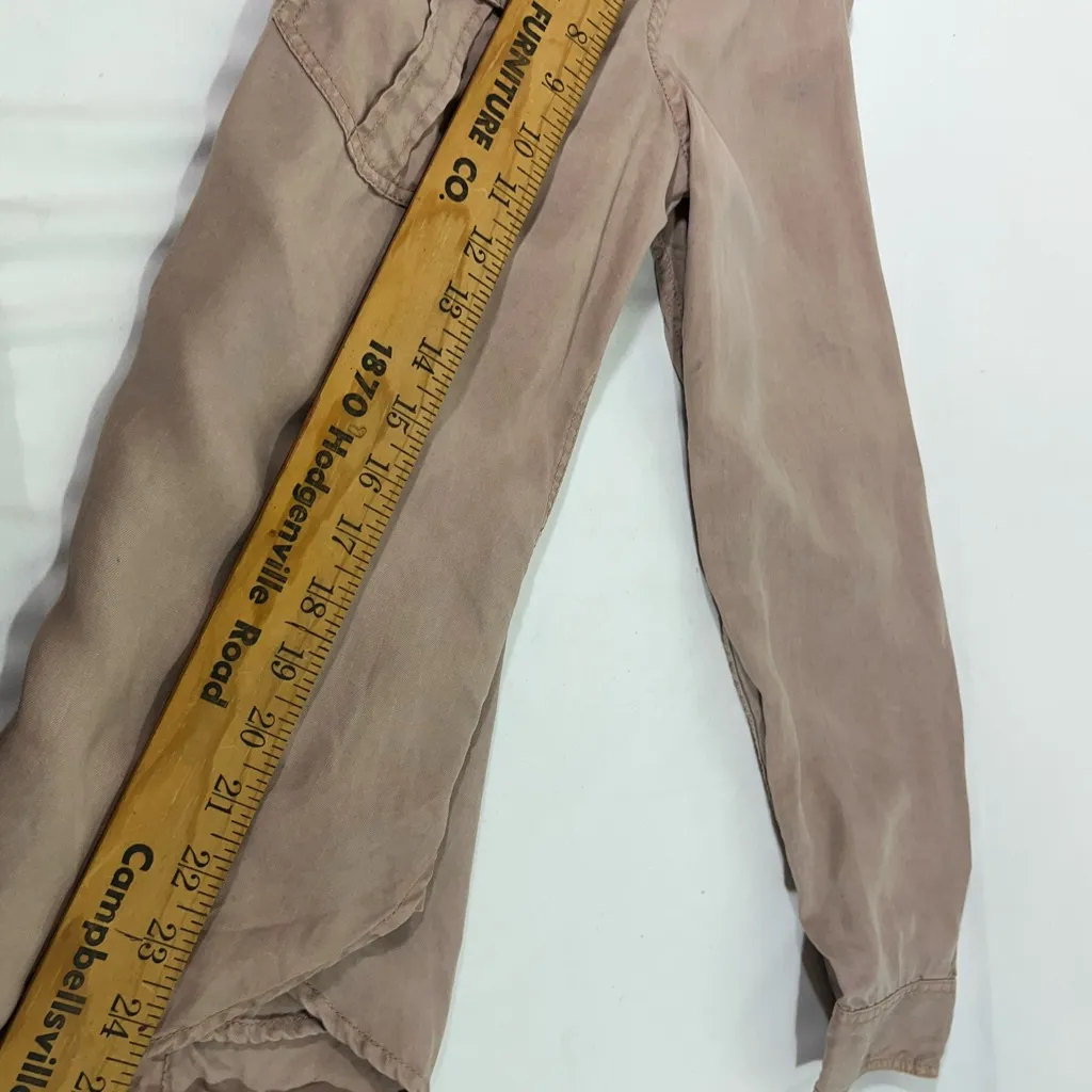 American Eagle Button‎ Down Shirt Boyfriend Fit Women’s SM Taupe PREOWNED - Image 14