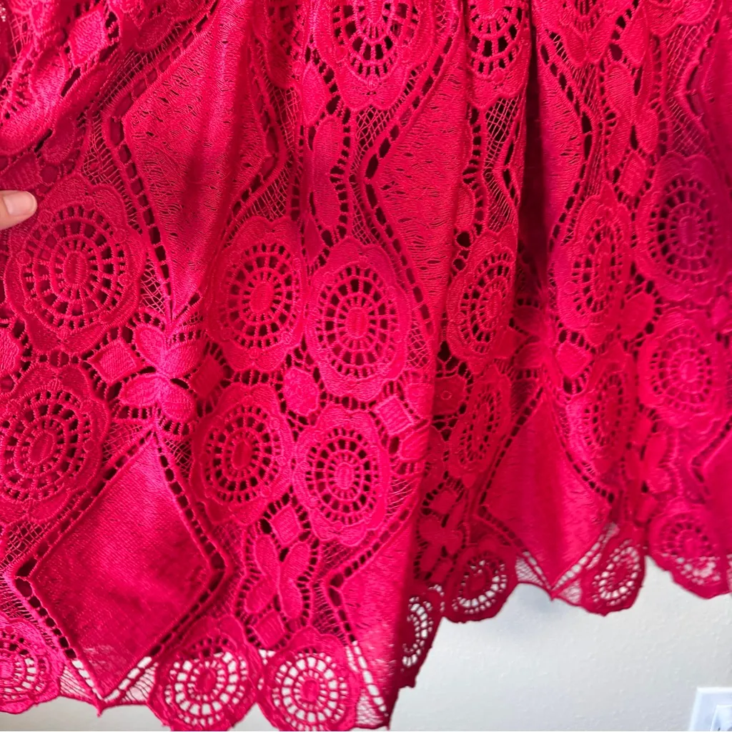 Maeve Anthropologie Red Lace Summer Moon Dress Womens 10 Strappy Knee Length - Image 6