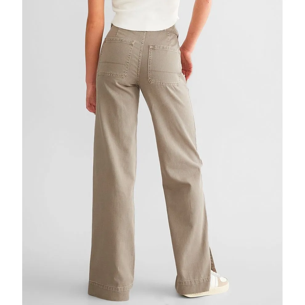 Gilded Intent 90s Wide Leg Pants Khaki Cargo Style Button Fly Size 25x34 - Image 9