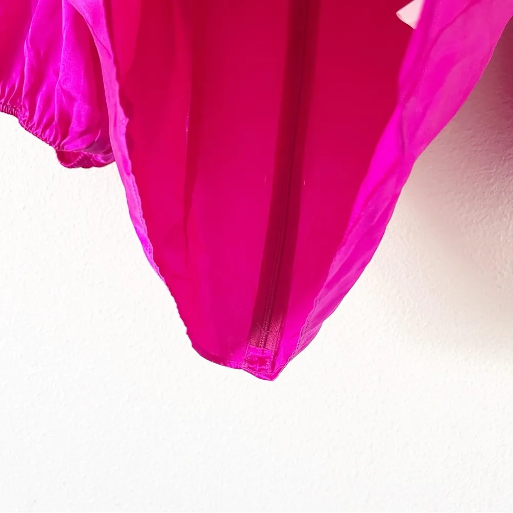 Amanda Uprichard Silk V-Neck Blouse in Hot Pink - Image 5