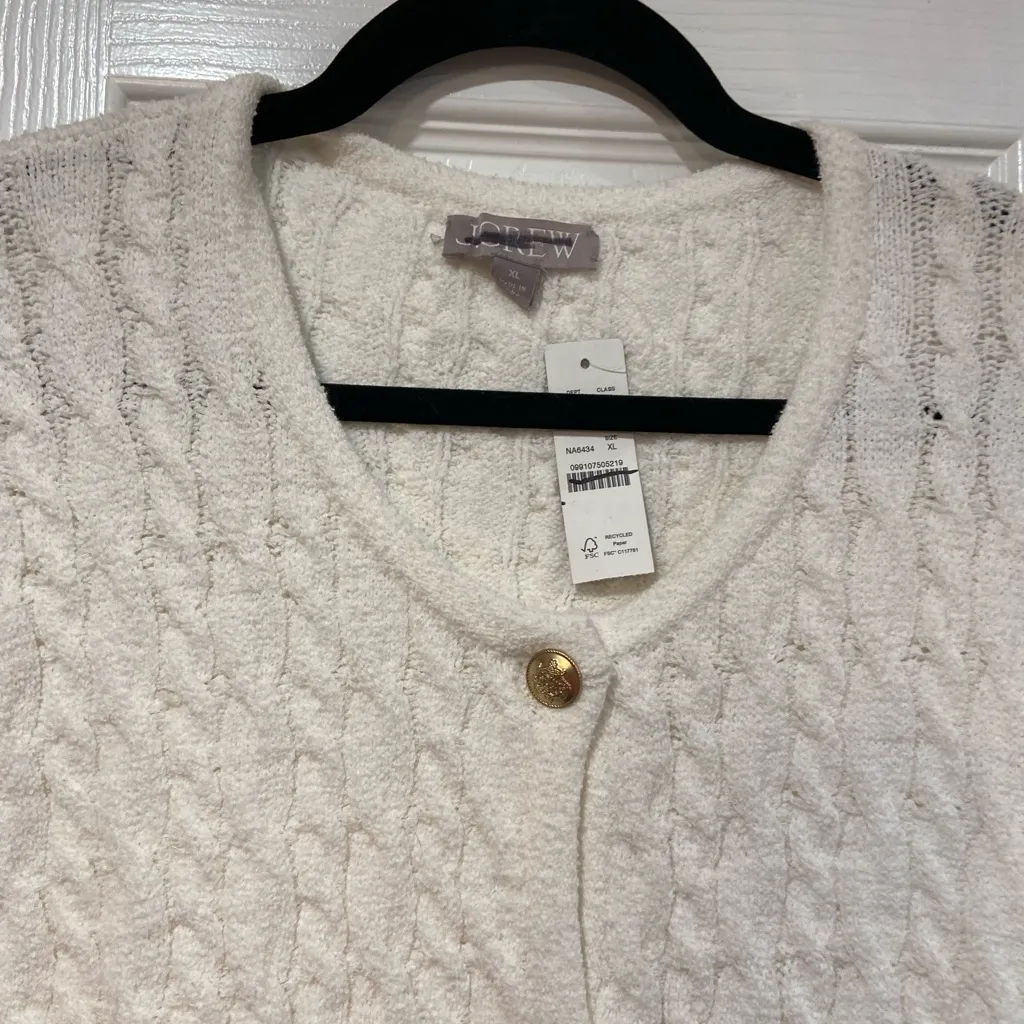 NWT J. Crew Size XL Odette Cable Knit Sweater Lady Jacket Gold Buttons Soft Cozy - Image 2