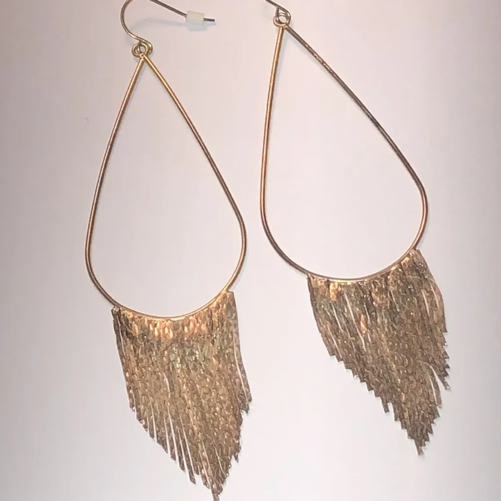 Gold Tone Retro Boho Long Dangling Chain Earrings - Image 2