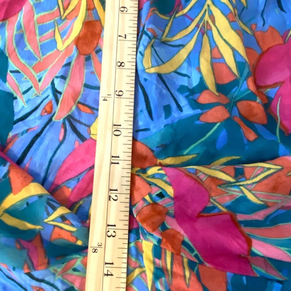 Kona Sol Leaf Print Multicolor Smocked Waist Side Slit Flowy Beach Pants Boho M - Image 6