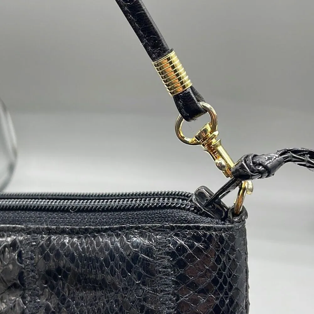 Vintage Four Seasons reptile skin cross body bag. Black - Image 9
