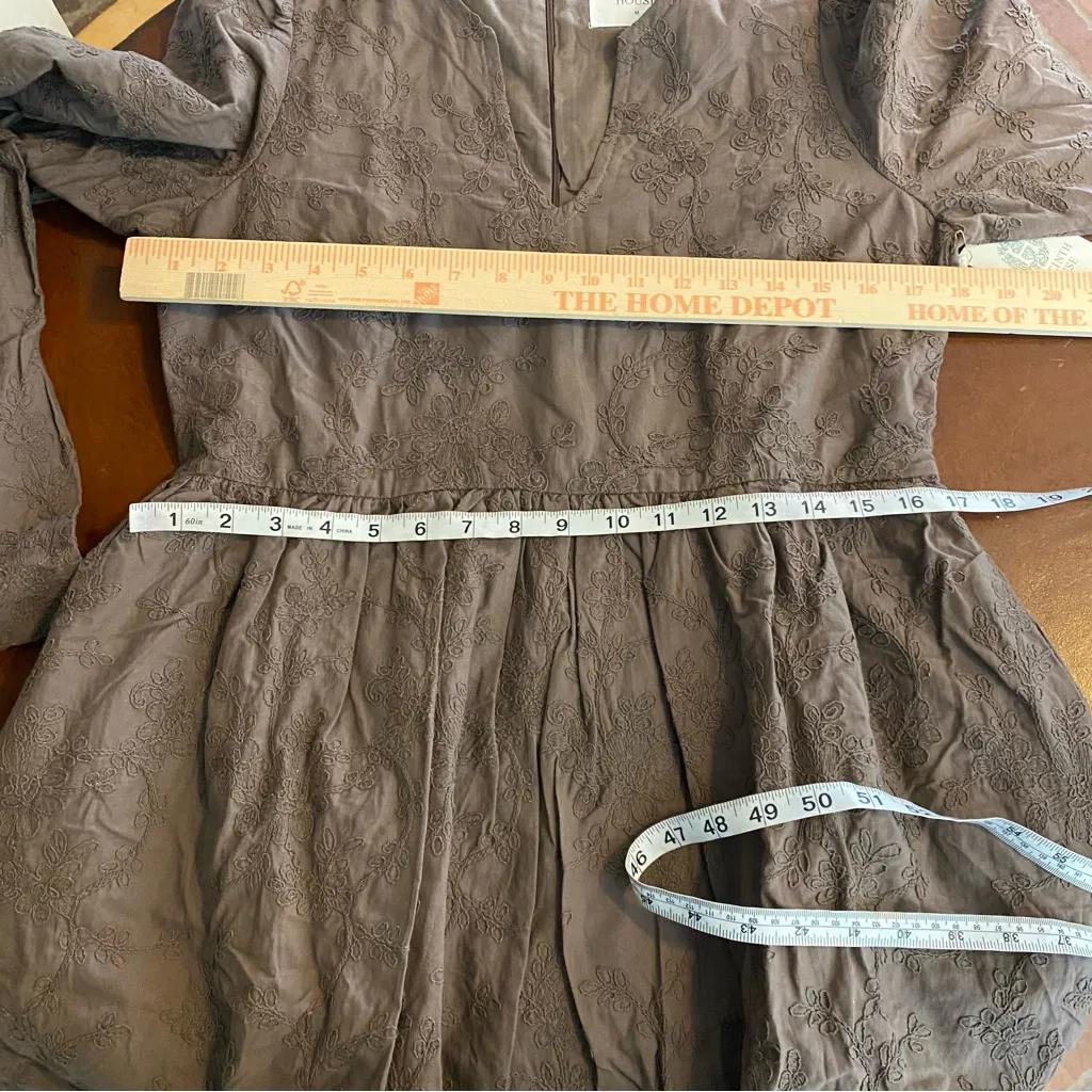 Hyacinth House Textured Becca Mini Dress Brown size medium cottagecore prairie - Image 6