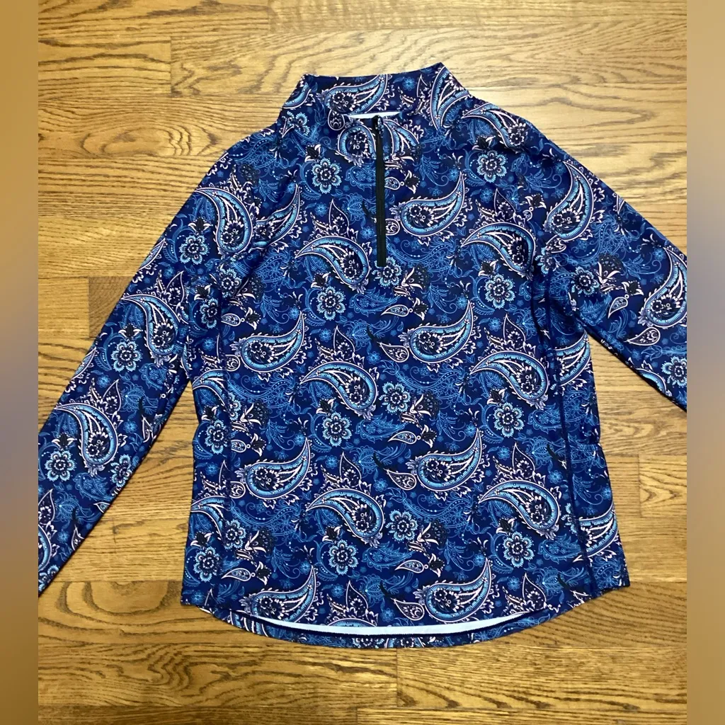 Sapphire blue paisley golf pullover. Size Large. Like NEW! - Image 2