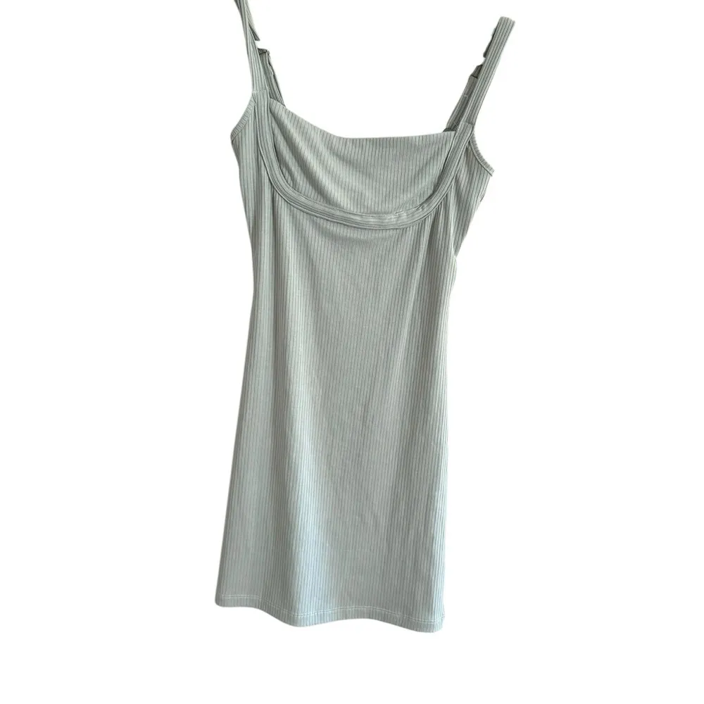 Pastel Green Ribbed Mini Dress Size M - Image 6