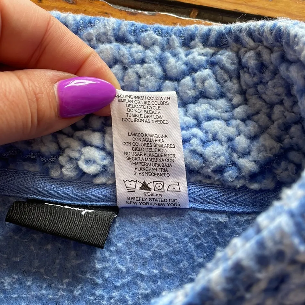 Disney Lilo and Stitch Sherpa Quarter Zip Pullover Size Medium - Image 4