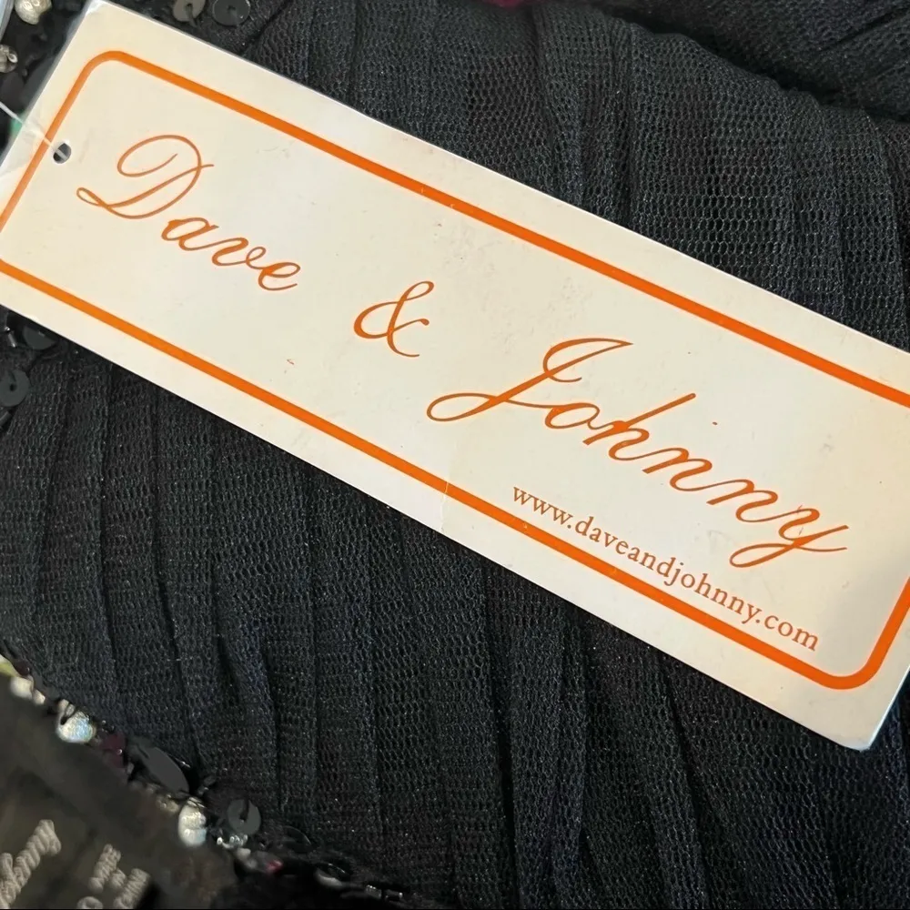 DAVE & JOHNNY Strapless Ruched Sequin Mini Cocktail Black Dress Size 9/10 NEW - Image 8