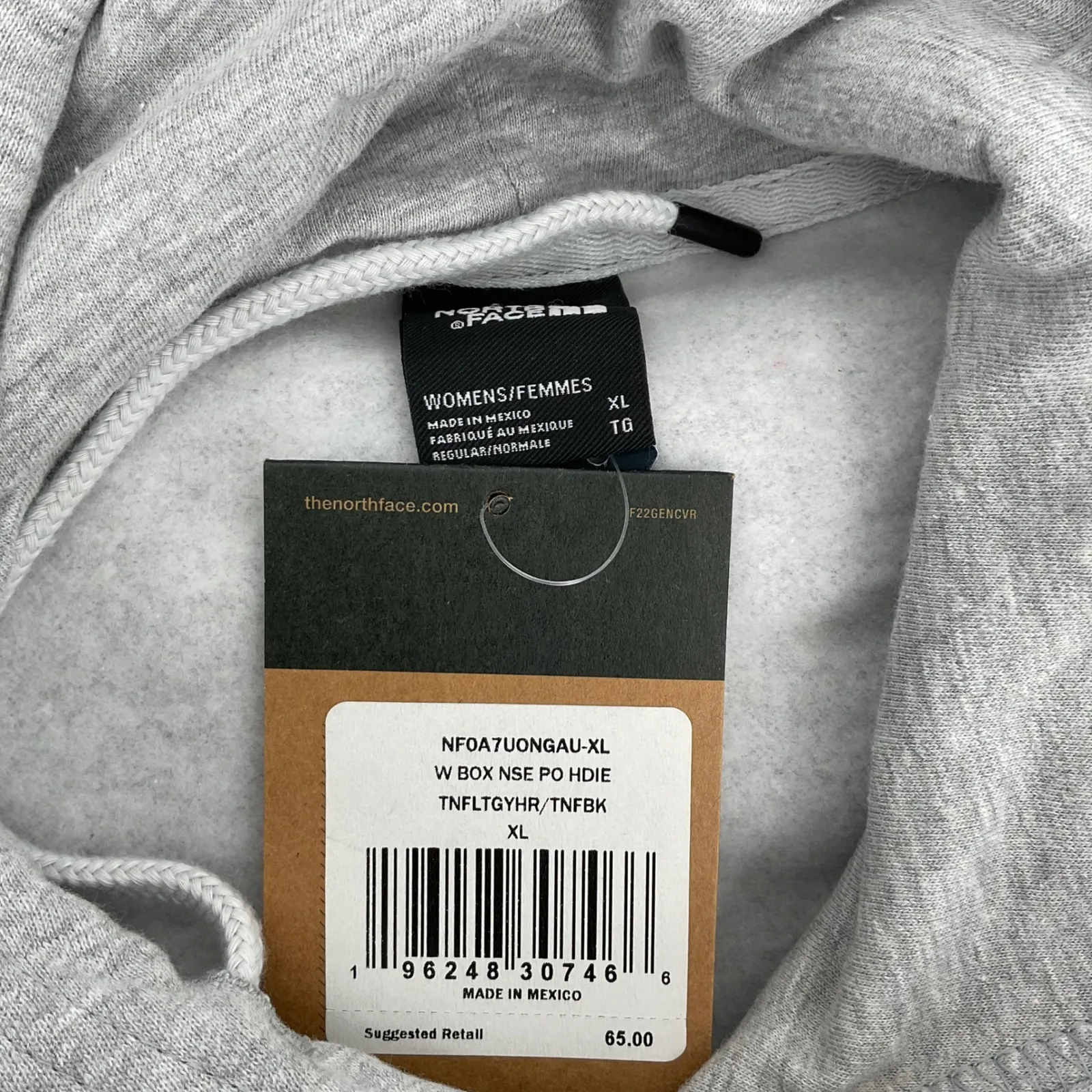 The North Face Womens Grey Hoodie Sweatshirt Logo Box Never Stop Exploring XL - Image 8