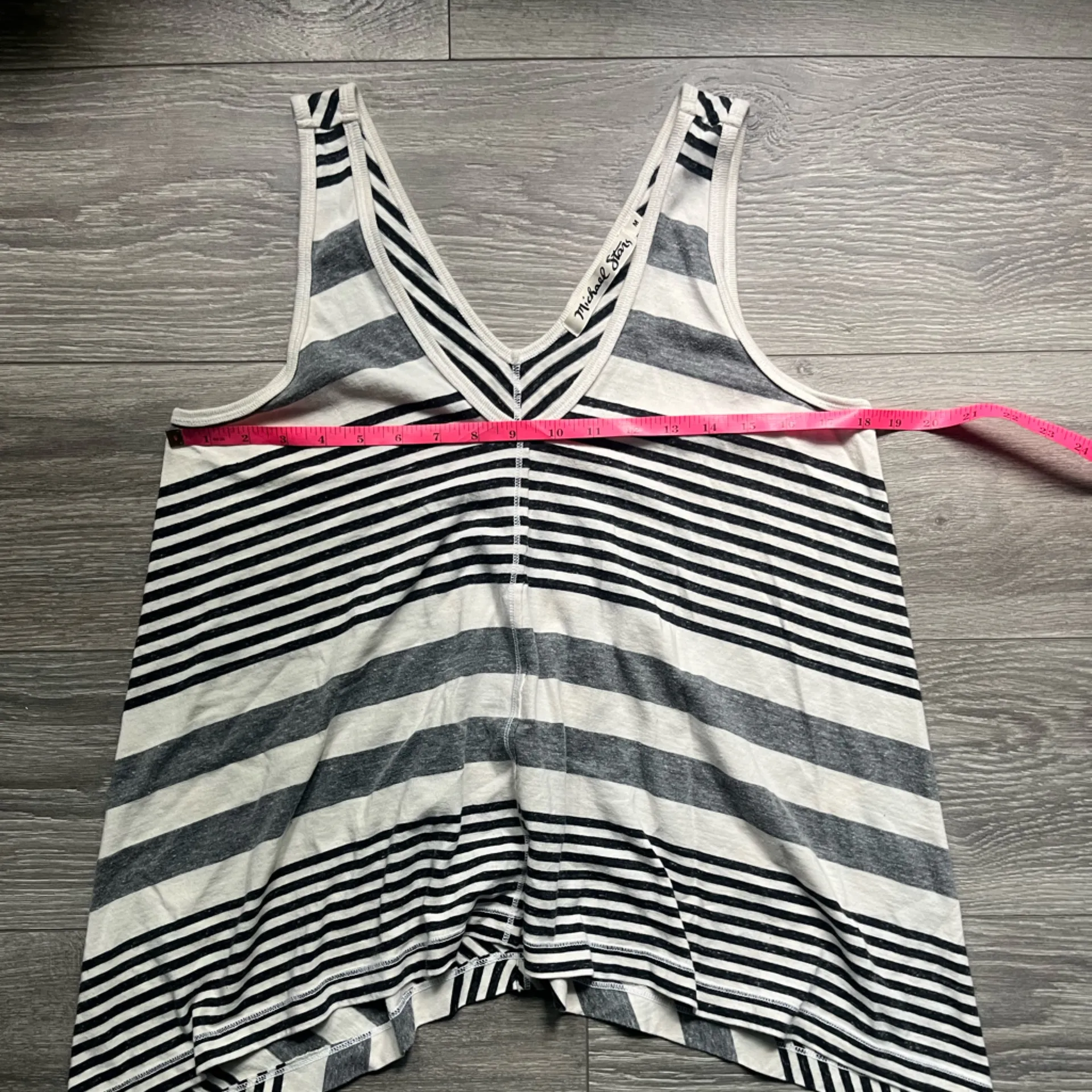 Michael Stars Cream Gray Black Striped Trapeze Sleeveless Tank Summer Size M - Image 8