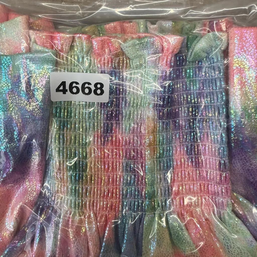 Queen of Sparkles rainbow‎ tie dye smocked party club shorts size xs Blue - Image 5