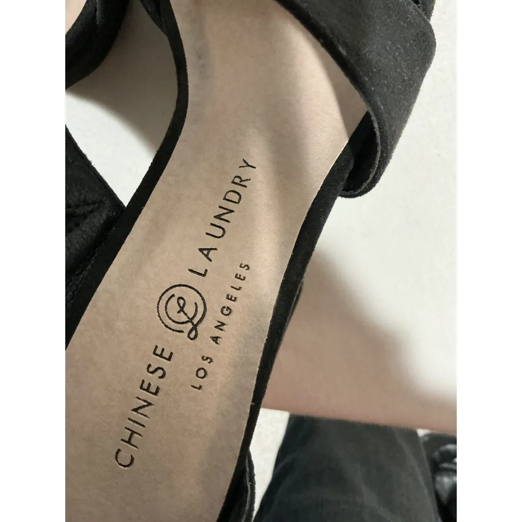 Womans Chinese Laundry Open Toe 7.5m Faux Suede Platform Heel Ankle Strap Shoe - Image 6