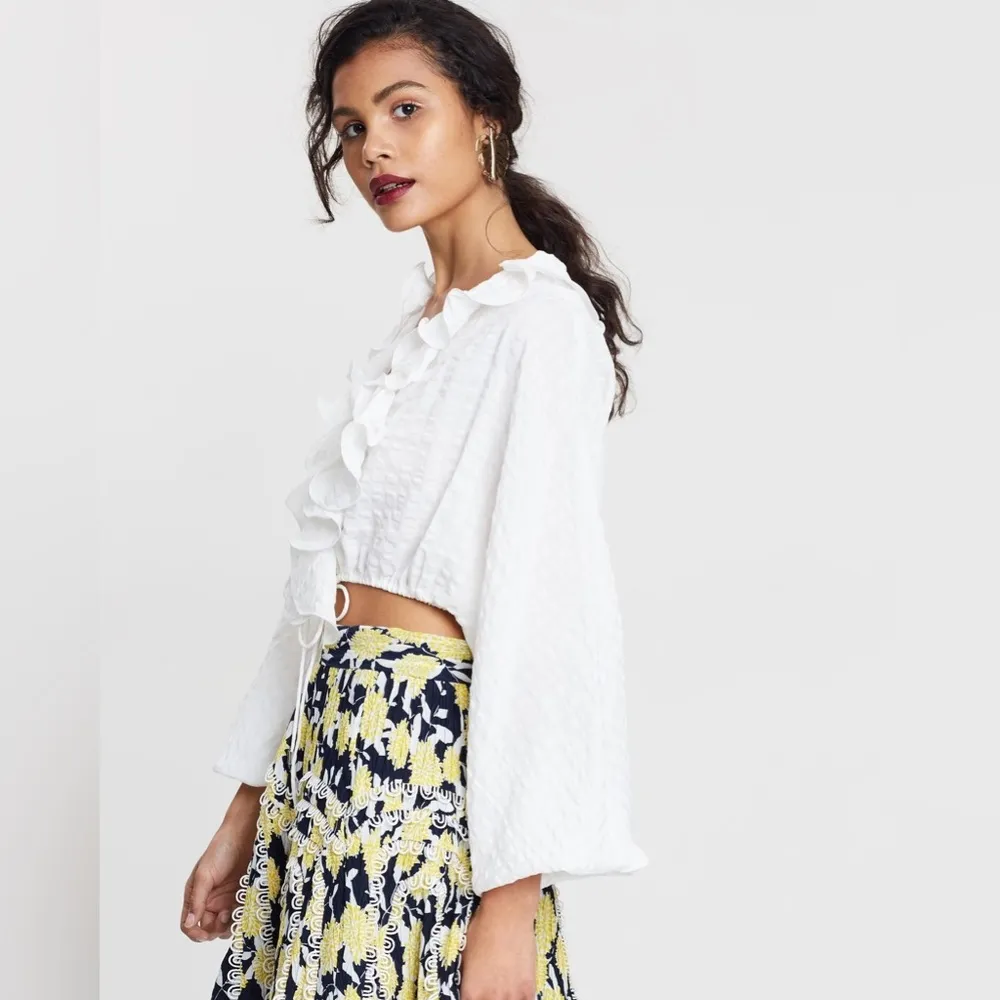 C/meo Collective Distinct Long Sleeve Ruffle Crop Blouse Top Size Small Preowned - Image 10