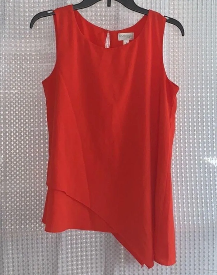 Womens Tank Top Blouse Orange Diagonal - Image 2