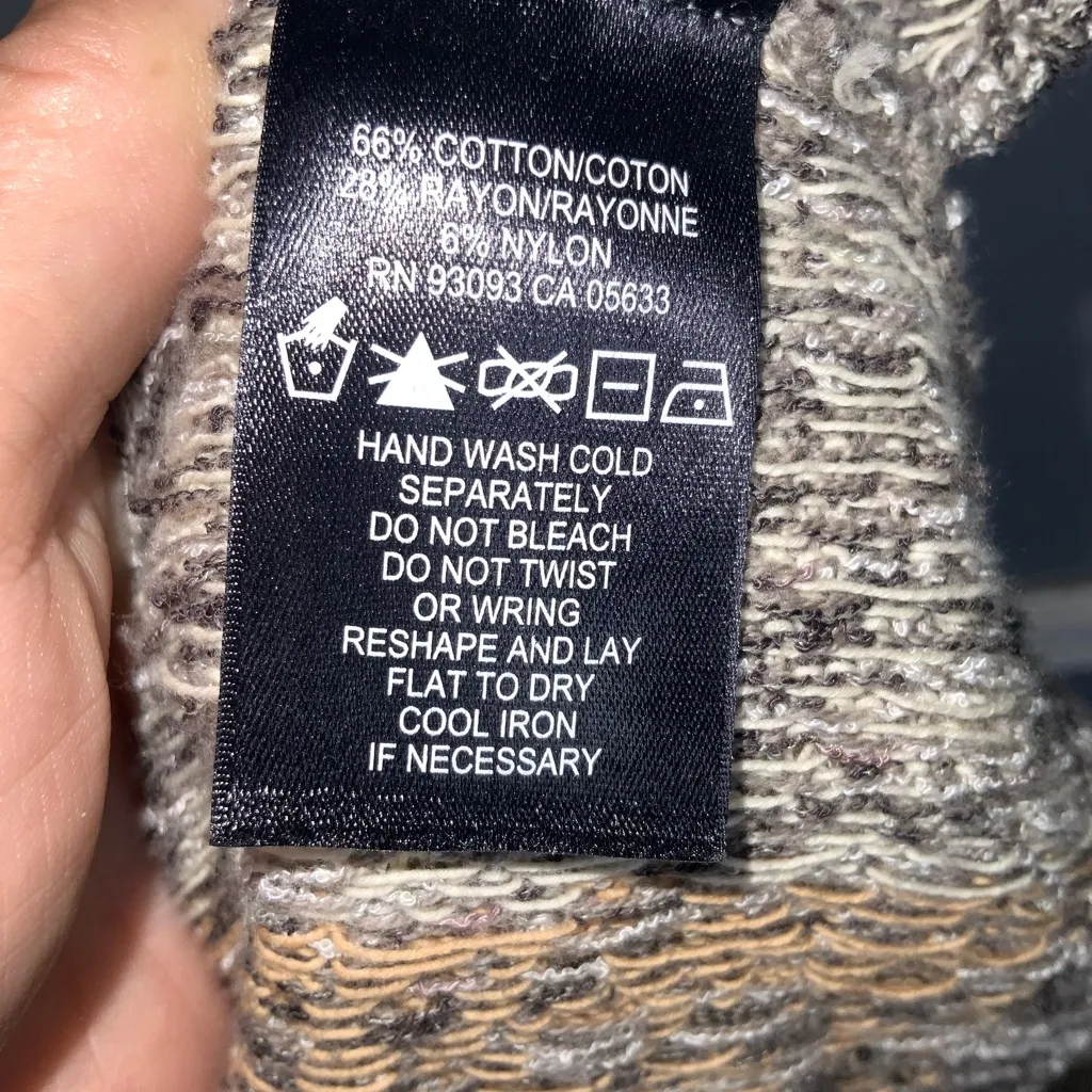 NIC+ZOE Brown and Cream Knit Round Neck 3/4 Sleeve Lightweight Sweater Medium - Image 9