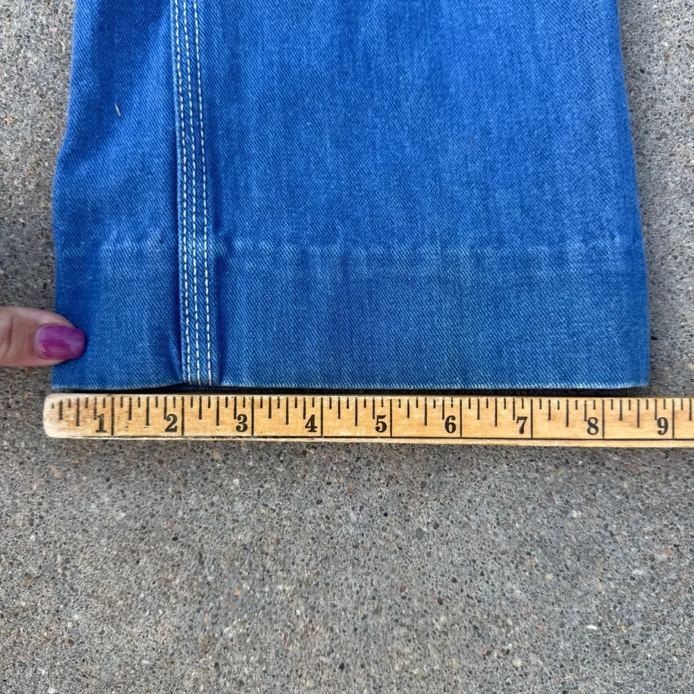 VTG 80s Wrangler Wrapid Transit Blue Jeans Sunset Southwestern Embroidery Pocket - Image 13