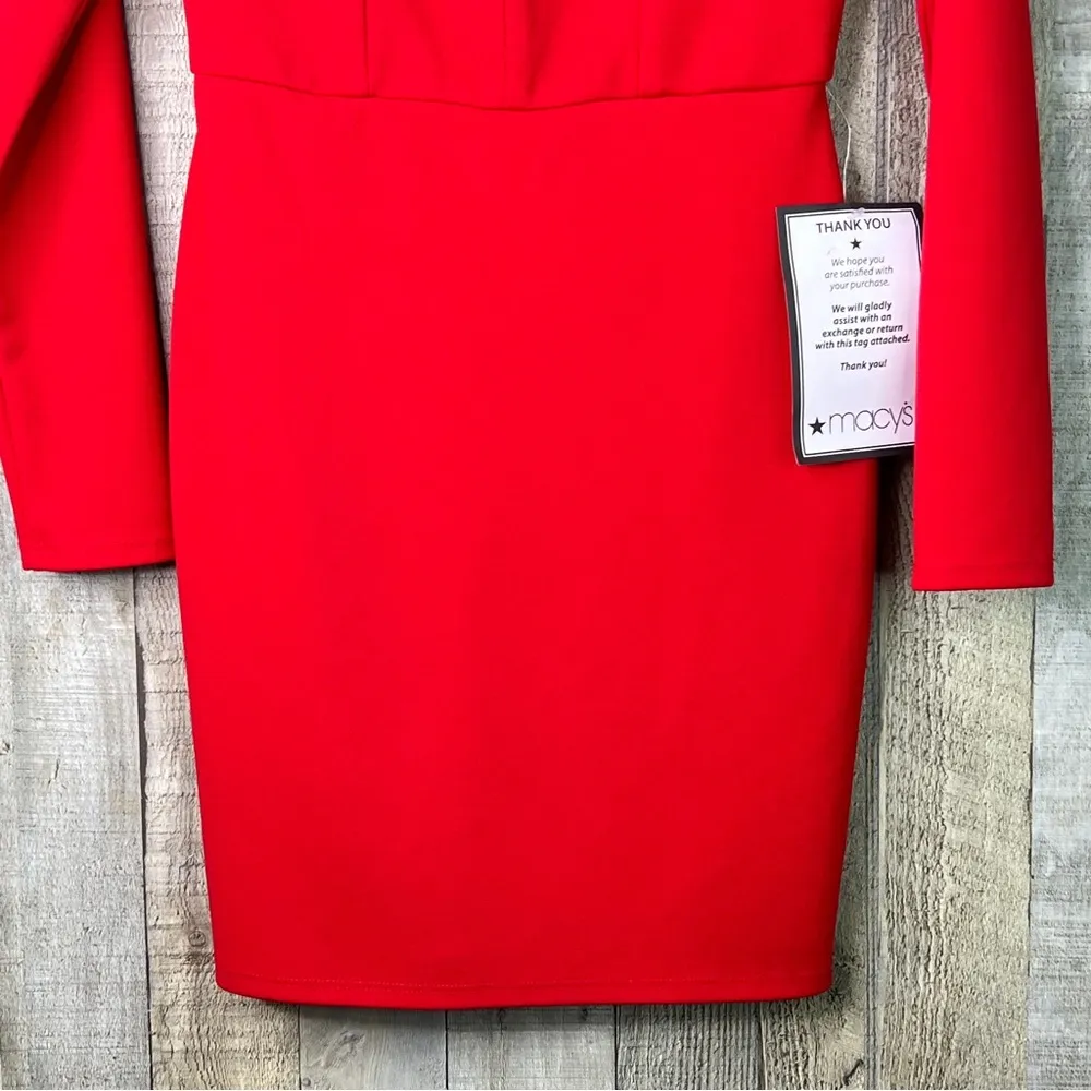 Crystal Dolls Size 5 Red Long Sleeve Sweetheart Neckline Sheath BodyCon Dress - Image 5