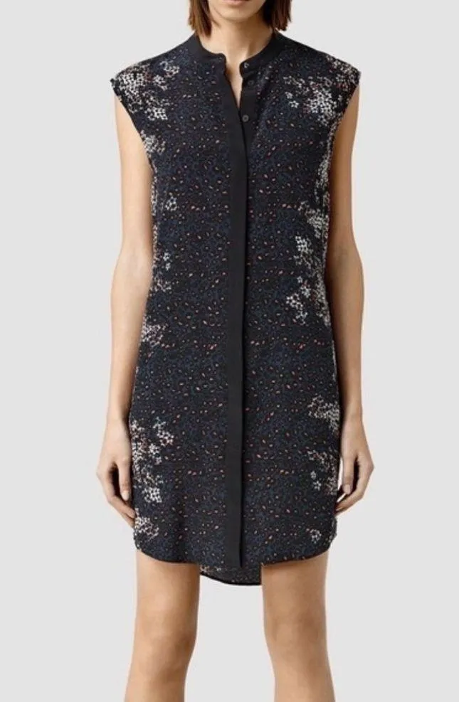 ALLSAINTS Luna Virgo Animal Print Floral Silk Mini Dress - Image 9
