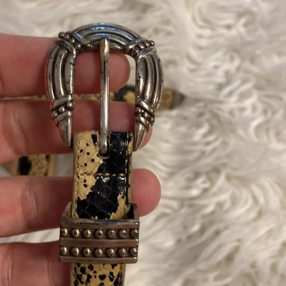 Brighton Animal Print Belt with Silver Accents size L length to first whole 29” - Image 2