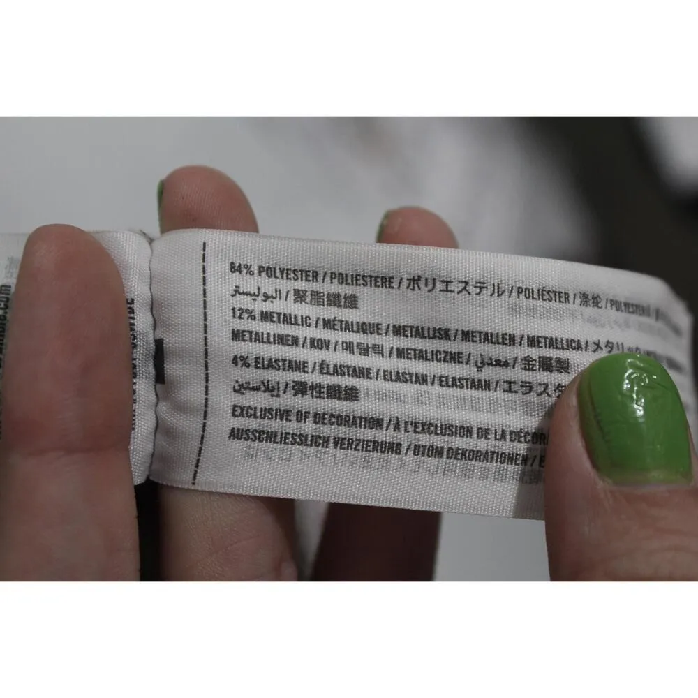 Womens Abercrombie & Fitch Purple Silver Glitter Short Sleeve Crop Top Size XS - Image 4