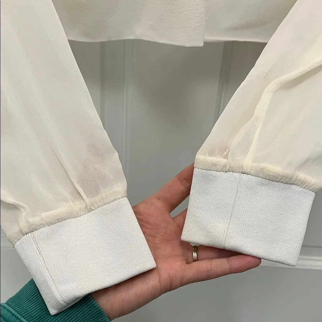 DKNY 100% Silk Sheer Organza Oversized Long Sleeve Blouse - Size Small - Image 9