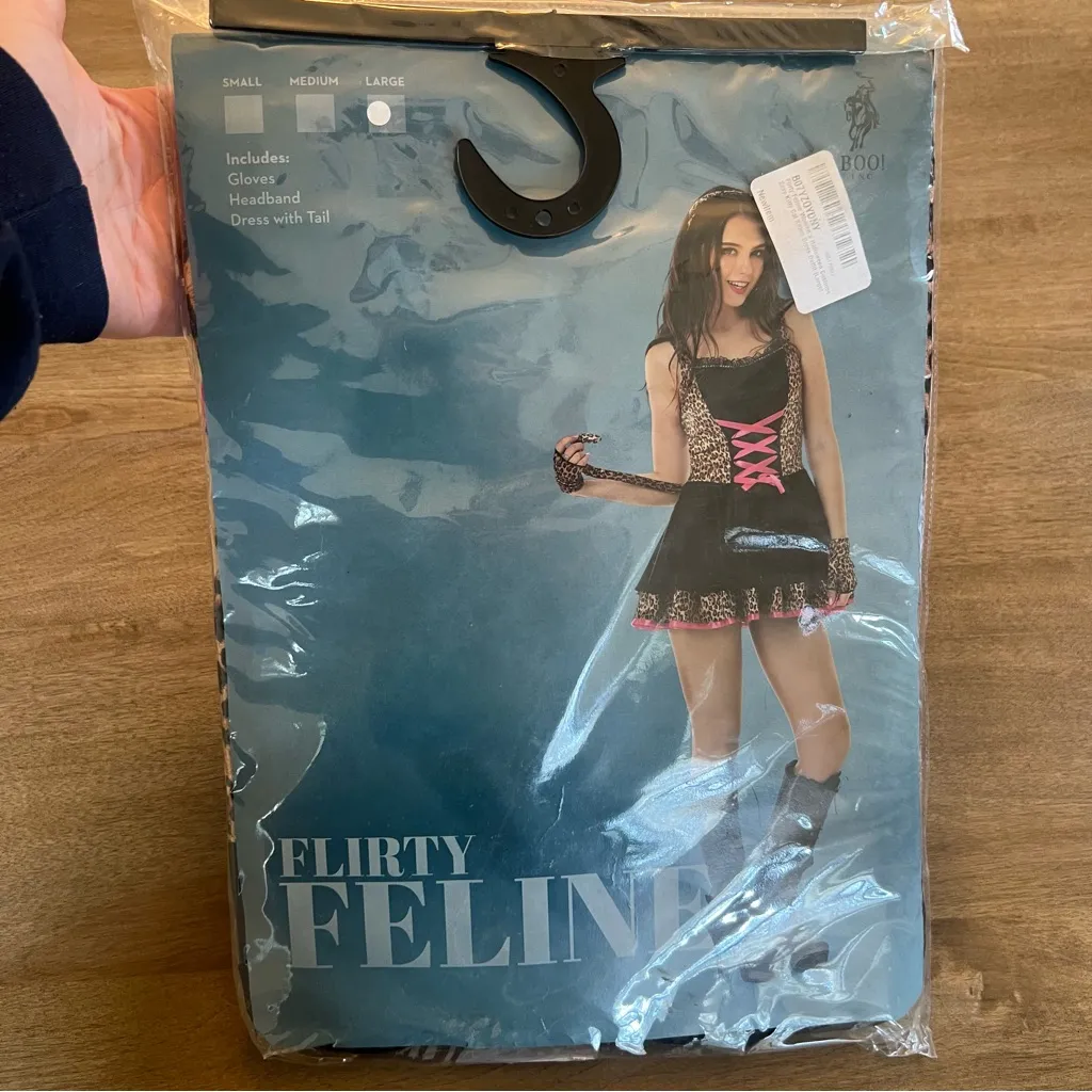 Boo! Inc Flirty Feline Sexy Cat Halloween Costume Sexy Kitty Kitten Size Large Black - Image 5