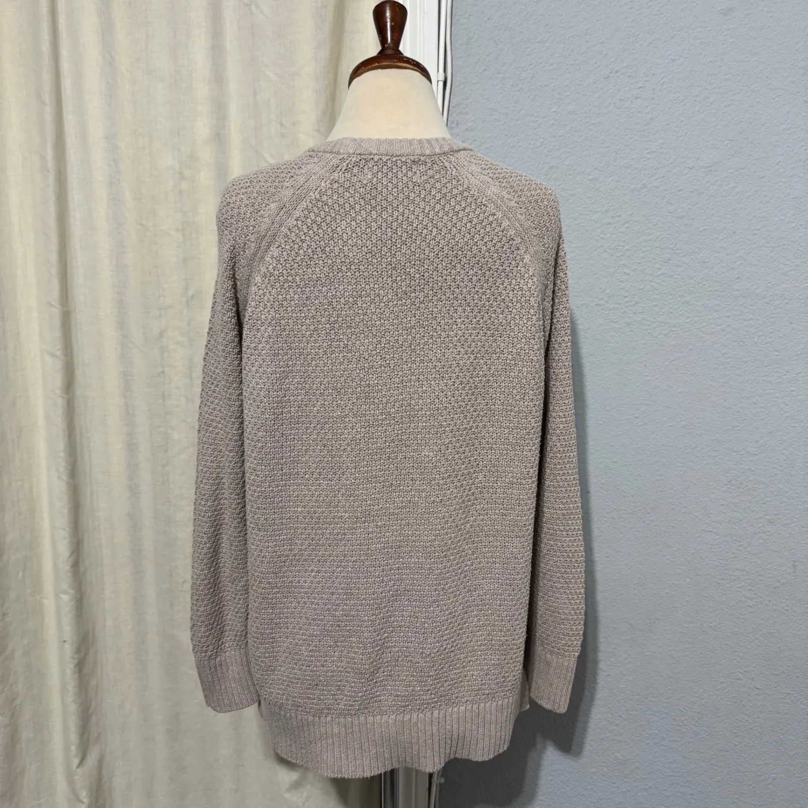 Old Navy Women Knit Sweater Taupe Crew Neck Long Sleeve Size Small - Image 3