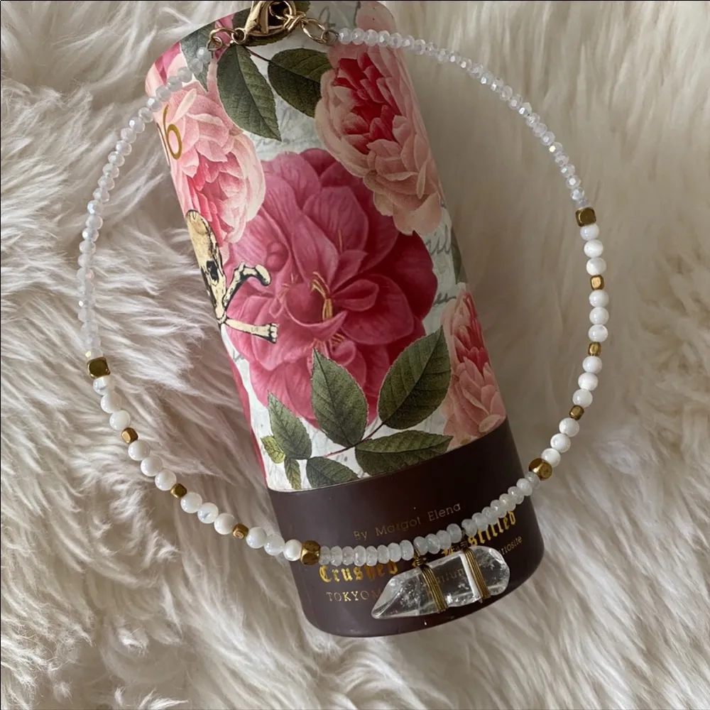 Beaded Choker Necklace With Crystal - Image 2