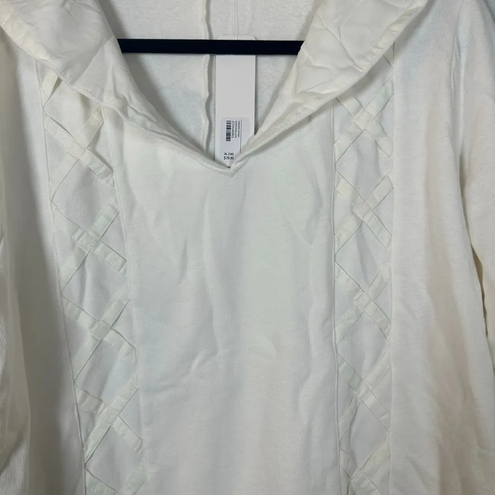 Soft Surroundings Tangiers Cream Lightweight Hoodie Women's Size XL NEW - Image 6