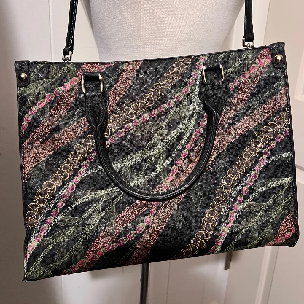 Lola Miller Designs Simply Sisters Hilo Hawaiian Purse Bag Tote Lei Puakenikeni Black - Image 3